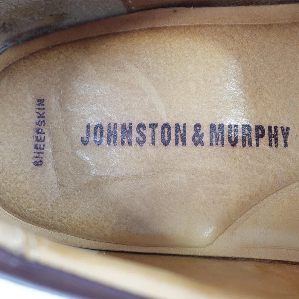 Johnston & Murphy Shoes Mens Size 9 Brown Apron Toe Derby Dress 7430 Lace Up